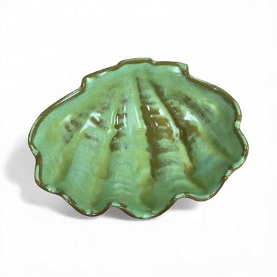 Frankoma Sea Clam Footed Bowl- Green Prairie Glaze - Mint Condition!
