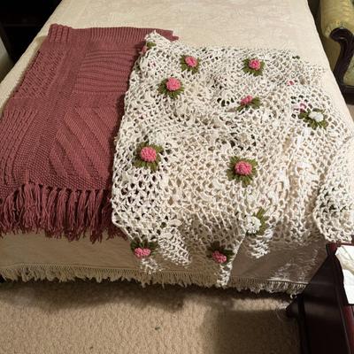 2 Vintage Crocheted Throws