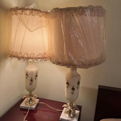 Pair of Cased Glass Vintage Bedside Lamps