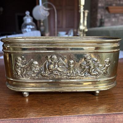 Brass Oval Planter & Bud Vases (K-SF)