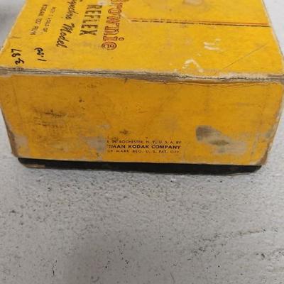 Sale Photo Thumbnail #334: Kodak Brownie Reflex Synchro in box. Fits medium flat rate box