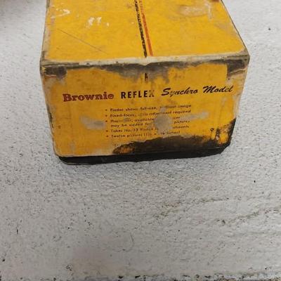 Sale Photo Thumbnail #335: Kodak Brownie Reflex Synchro in box. Fits medium flat rate box