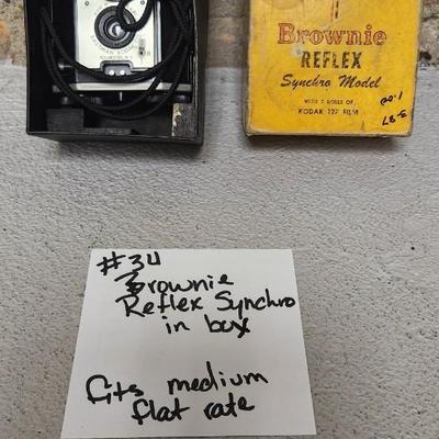 Sale Photo Thumbnail #325: Kodak Brownie Reflex Synchro in box. Fits medium flat rate box