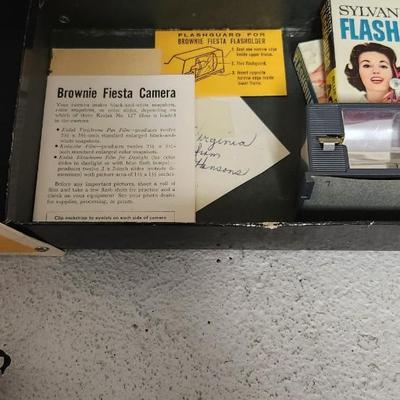 Sale Photo Thumbnail #348: Kodak Brownie Fiesta in box with extras. Fits in medium flat rate box.