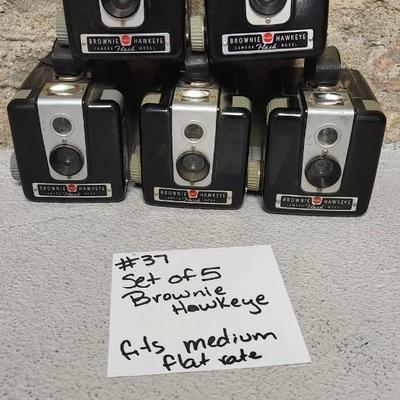 Sale Photo Thumbnail #362: Set of 5 Brownie Hawkeye cameras. Fits a medium flat rate box