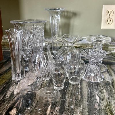 Collection of Glass Vases, Candlesticks & More (K-SF)