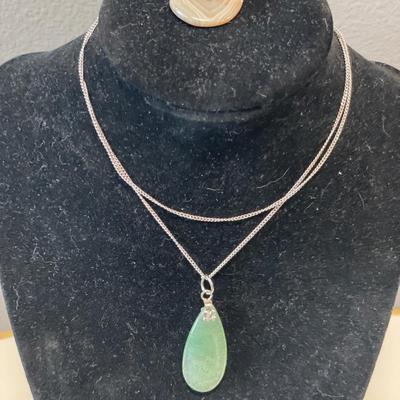 Tear drop stone and agate pendant 925 necklace