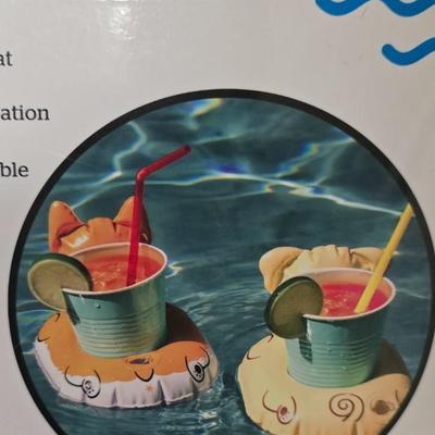 Lot 2: Wine Bottle Cup, Glass Clips, & Pool Cup Floatie