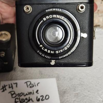 Sale Photo Thumbnail #476: Pair of Brownie Flash 620. One is missing the handle. Fits a medium flat rate box