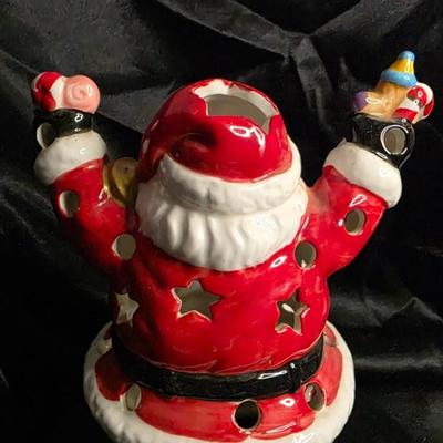 Ceramic Santa Lantern – Jolly Light-Up Holiday Figurine (Approx. 9” Tall)