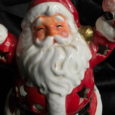 Ceramic Santa Lantern – Jolly Light-Up Holiday Figurine (Approx. 9” Tall)