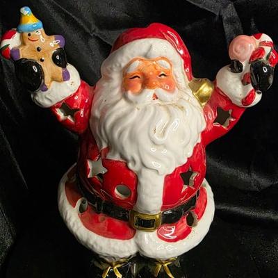 Ceramic Santa Lantern – Jolly Light-Up Holiday Figurine (Approx. 9” Tall)