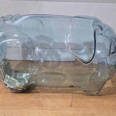 Lot 20: Solid Glass Piggy Bank