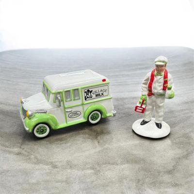 Sale Photo Thumbnail #213: Dept 56 Snow Village Home Delivery Milk Truck and Delivery Man #5162  NO BOX  Truck is 4.5" long