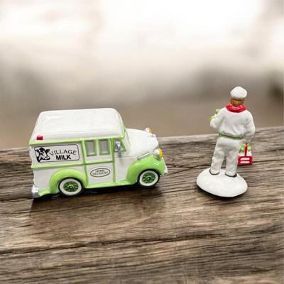 Sale Photo Thumbnail #212: Dept 56 Snow Village Home Delivery Milk Truck and Delivery Man #5162  NO BOX  Truck is 4.5" long