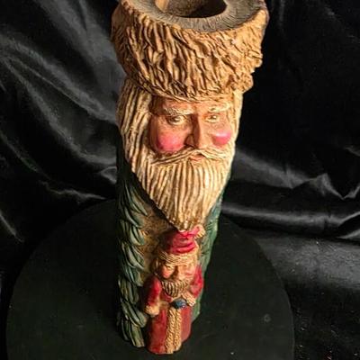 Hand-Carved Style Old World Santa Candleholder