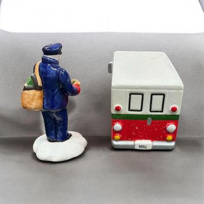Sale Photo Thumbnail #215: Dept 56 Snow Village Special Delivery Mail Truck and Postman #51489  Approximately 4.5" Long  INCLUDES BOX