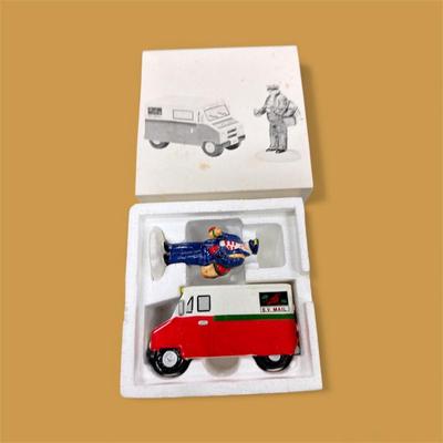 Sale Photo Thumbnail #218: Dept 56 Snow Village Special Delivery Mail Truck and Postman #51489  Approximately 4.5" Long  INCLUDES BOX
