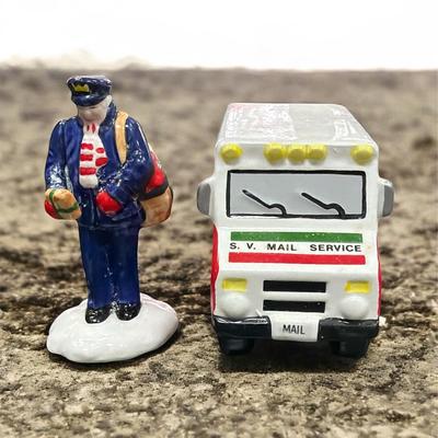 Sale Photo Thumbnail #216: Dept 56 Snow Village Special Delivery Mail Truck and Postman #51489  Approximately 4.5" Long  INCLUDES BOX