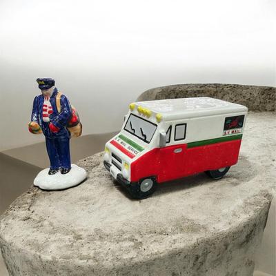 Sale Photo Thumbnail #217: Dept 56 Snow Village Special Delivery Mail Truck and Postman #51489  Approximately 4.5" Long  INCLUDES BOX
