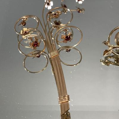 3 vintage gold tone brooches