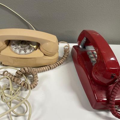 Red wall phone and rotary phone