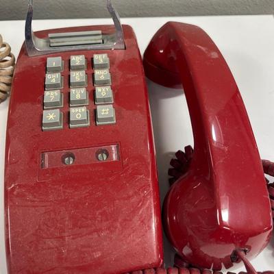 Red wall phone and rotary phone