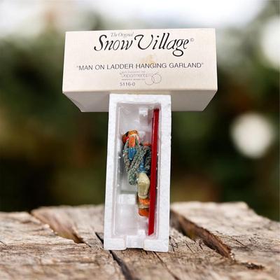 Sale Photo Thumbnail #246: Dept 56 Snow Village Man On Ladder Hanging Garland #5116-0 Includes Box