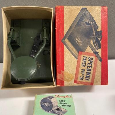 Vintage speedway paper punch and staple cartridge