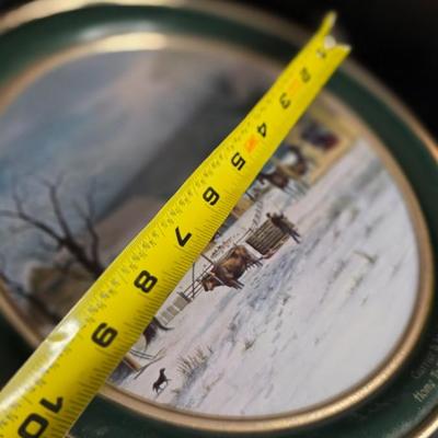 Vintage Currier & Ives Christmas Tin - Home To Thanksgiving Sleigh Scene Canister