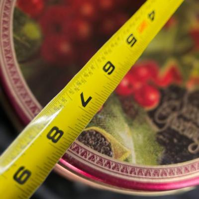 Vintage 8" Holiday “Seasons Greetings” Berry & Holly Metal Tin