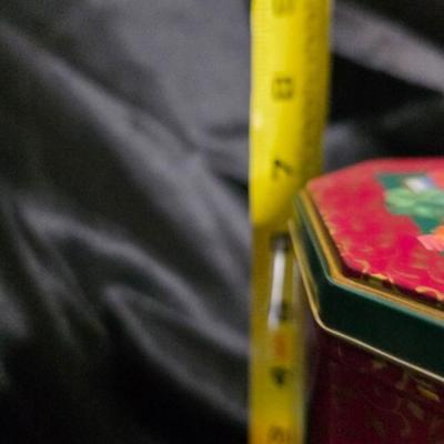 Vintage Stacked Christmas Gifts Tin - Holiday Presents Cookie Storage Canister