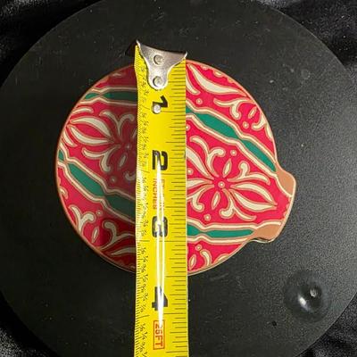 Vintage Christmas Ornament Shaped Tin - Red & Gold Holiday Cookie Canister