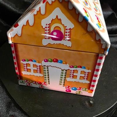 Vintage Gingerbread House Holiday Tin – Festive Candy Cottage Collectible Storage Décor