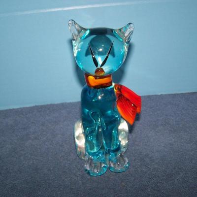 LOT 101 GREAT COLLECTABLE ART GLASS CATS & GOOSE