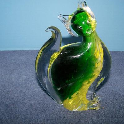 LOT 101 GREAT COLLECTABLE ART GLASS CATS & GOOSE
