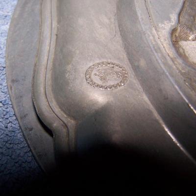 LOT 106 FANCY VINTAGE EMBOSSED PEWTER PLATES