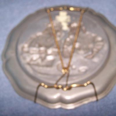 LOT 106 FANCY VINTAGE EMBOSSED PEWTER PLATES