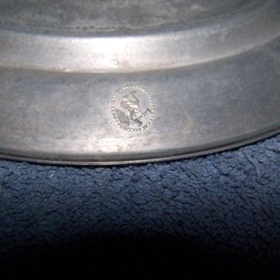 LOT 106 FANCY VINTAGE EMBOSSED PEWTER PLATES