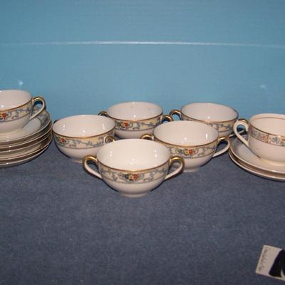 LOT 109 LOVELY VINTAGE NORITAKE plus--CREAM SOUP BOWLS/PLATES