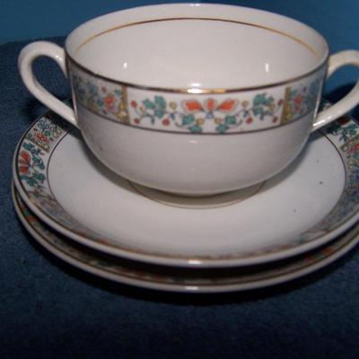 LOT 109 LOVELY VINTAGE NORITAKE plus--CREAM SOUP BOWLS/PLATES