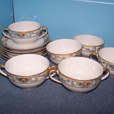 LOT 109 LOVELY VINTAGE NORITAKE plus--CREAM SOUP BOWLS/PLATES