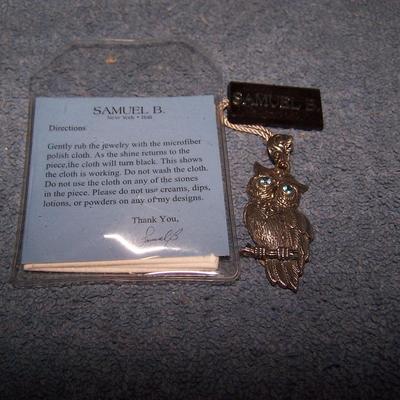 LOT 117 WONDERFUL SAMUEL B STERLING OWL PENDANT