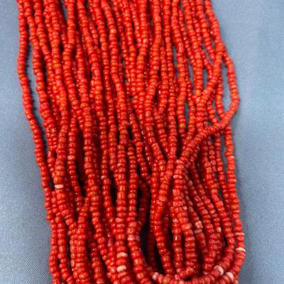 Sale Photo Thumbnail #2: 4 Great necklaces.  The Late-Victorian gold beaded necklace is cool.  The Lapis chunk necklace is nice too.  The Coral (red) looks to be glass.