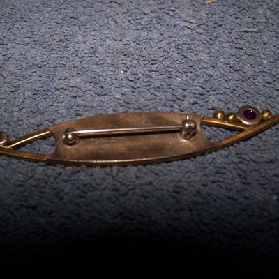 LOT 119 FAB MCM VINTAGE STERLING AMETHYST PIN ARTIST SIGNED-CLOSE