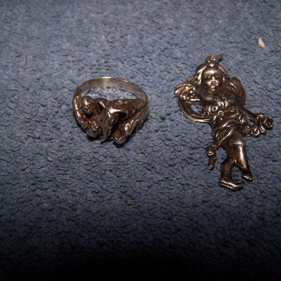 LOT 120 WONDERFUL STERLING PIECES KABANA & CHERUB
