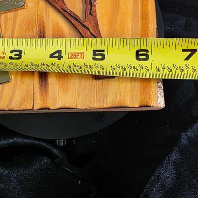 Vintage Hand-Carved Wooden Cross & Hearts Trinket Box - Rustic Christian Jewelry Chest