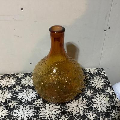 Sale Photo Thumbnail #304: This is an awesome large amber glass hobnail vase.