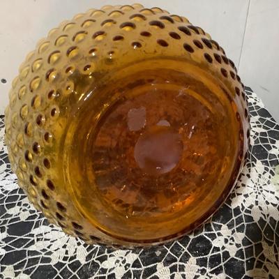 Sale Photo Thumbnail #306: This is an awesome large amber glass hobnail vase.