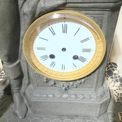Sale Photo Thumbnail #209: This is a great metal George Washington clock. Not working need handles no key.